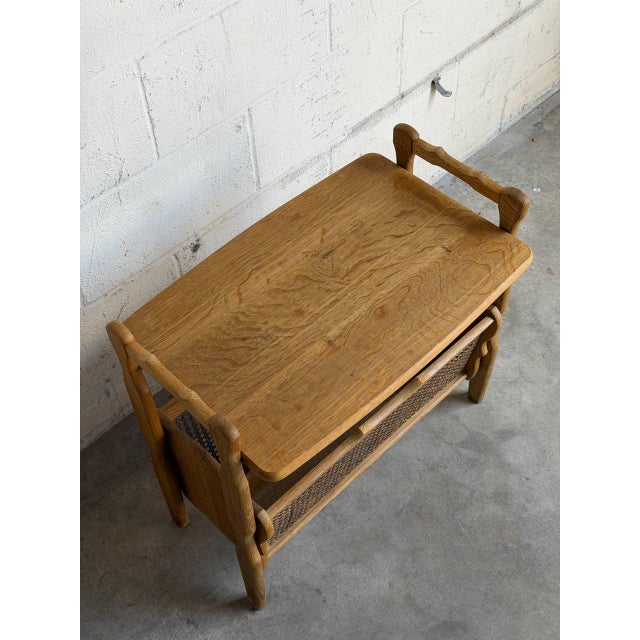Mid 20th Century Vintage Danish Oak Side Table / Magazine Rack With Cane Storage For Sale - Image 5 of 9