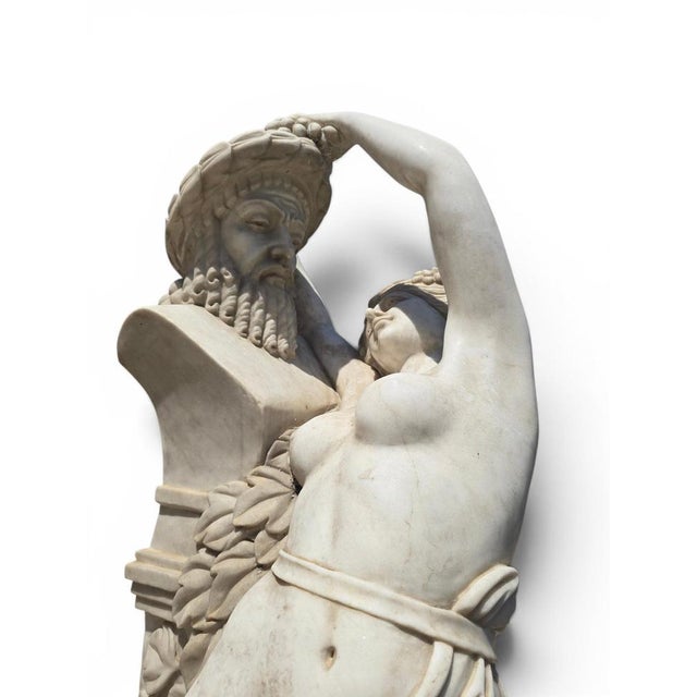 Italian Artist, Greek Revival Sculpture of a Female Figure with the Bust of Dionysus, 1970, Marble For Sale - Image 6 of 10