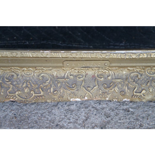 Wood Antique Victorian Moreno Gold Gilt Carved Foliate Picture Oil Painting Frame For Sale - Image 7 of 9