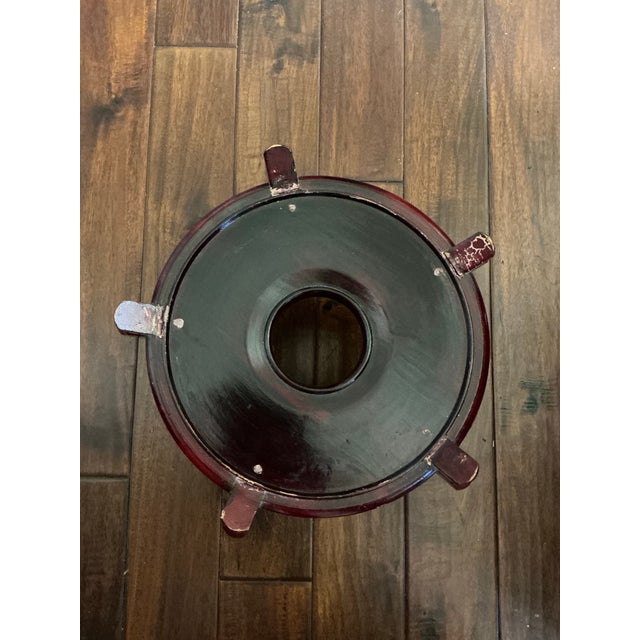 Mid 20th Century Large Hand‑Painted Asian Motif Fishbowl Table With Glass Top & Wood Stand For Sale In Dallas - Image 6 of 12