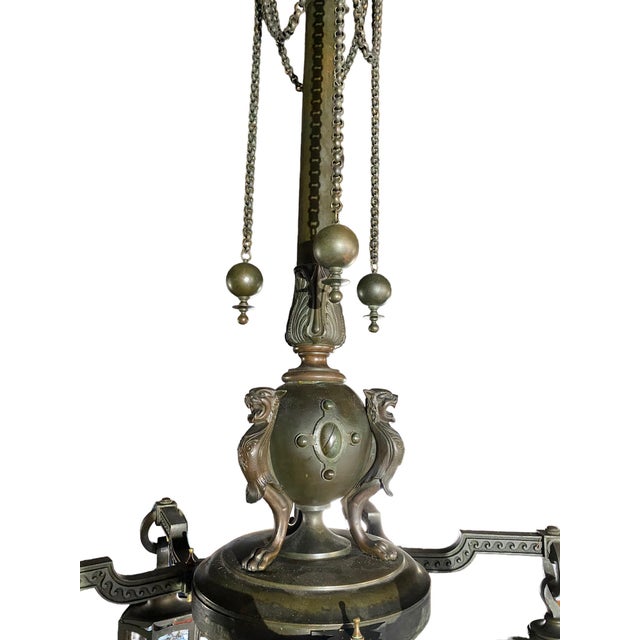 Early 20th Century Gothic Revival Bronze Six Arm For Sale In New York - Image 6 of 6