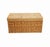 Woven wicker chest, wooden frame, and interior lined with pink floral paper, in French Provençal style. Woven leather...