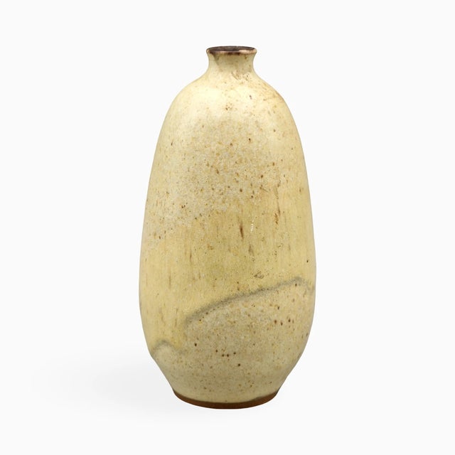 Light Yellow Mid-Century Minimalist Studio Ceramic Vase by Heiner Hans Körting, 1960s For Sale - Image 8 of 13