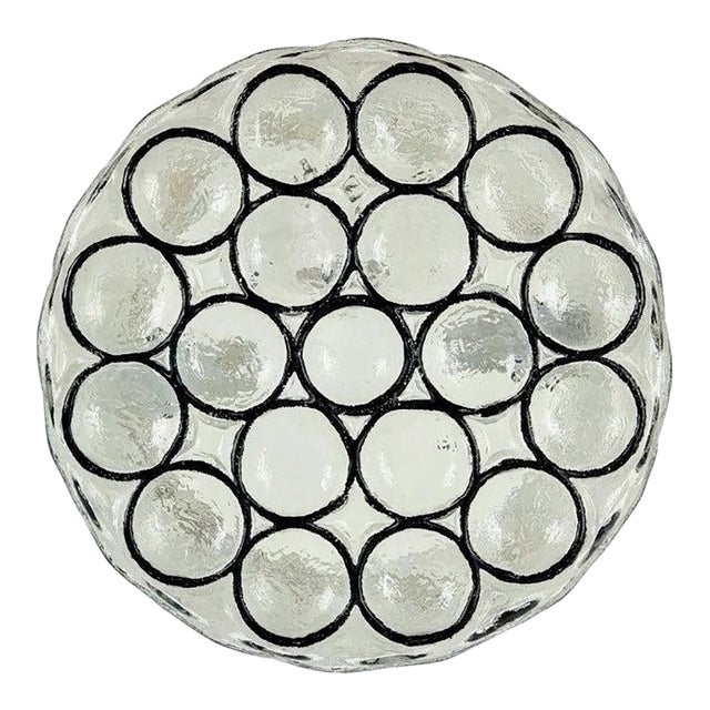 1970s Mid-Century Modern Glass Flush Mount/Ceiling Light From Limburg, Germany, 1970s For Sale