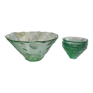 Vintage Spanish Starfish Green Glass Bowls - Set of 5