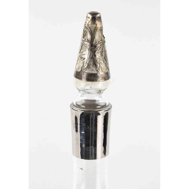 Jugendstil Sterling Overlay Glass Decanter, Early 20th Century For Sale - Image 3 of 5