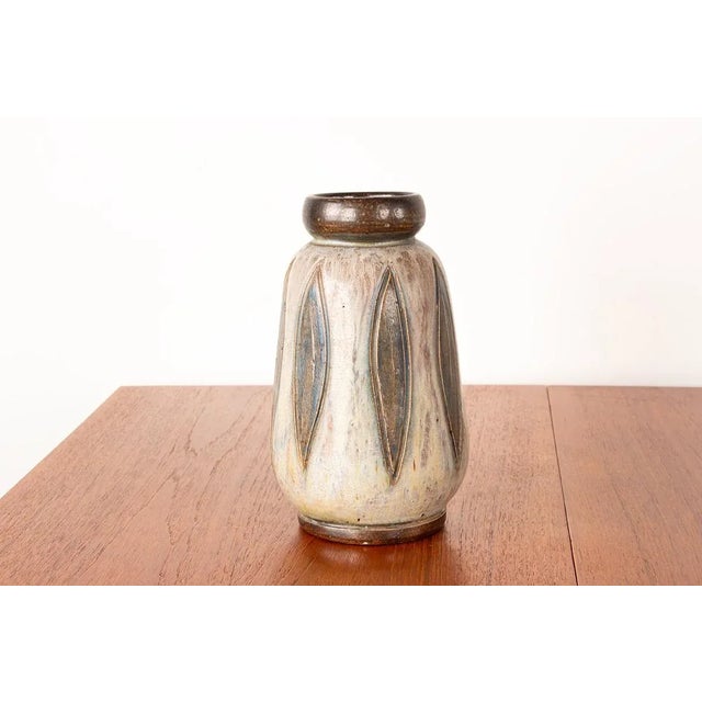 Art Deco Vase in Green and Gray Glazed Ceramic by Edouard Grégoire, 1920s For Sale - Image 12 of 12