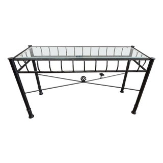 Ilana Goor Forged Iron & Beveled Glass Console Table, Israel/USA, Circa 1980s For Sale