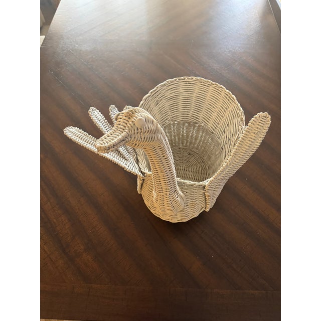 Mid 20th Century Mid 20th Century Large Wicker White Swan Basket Planter in the Style of Mario Lopez Torres For Sale - Image 5 of 12