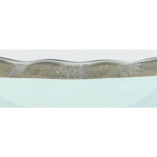 Late 20th Century Vintage AnnieGlass Roman Platinum 3-Section Hors d'Oeuvres Serving Tray, Ruffled Edge For Sale - Image 5 of 5