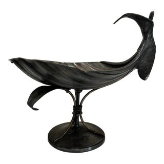 Art Nouveau Pewter Calla Lily Compote – Early 20th Century Elegance For Sale
