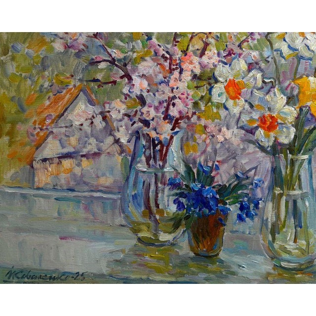 Impressionist Oil Painting Morning Light and Petals Ivan Kovalenko For Sale - Image 3 of 5