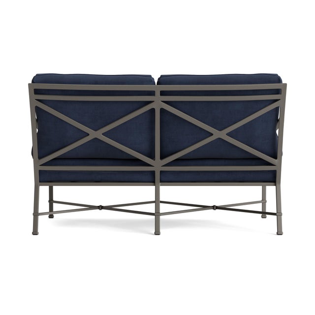 Brown Jordan Brown Jordan Venetian Loveseat, Mica frame with Fusion Neptune fabric For Sale - Image 4 of 11