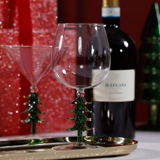 2020s Treetop Tree Cheers Green Wine Glasses, Set of 4 For Sale - Image 5 of 6