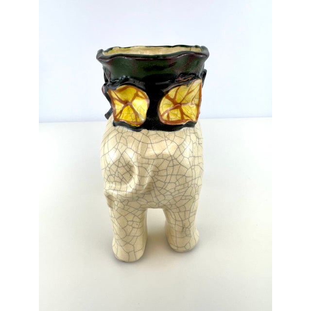 Vintage 1930s Tashiro Shoten Japanese Crackle Glaze Elephant Planter For Sale - Image 9 of 13