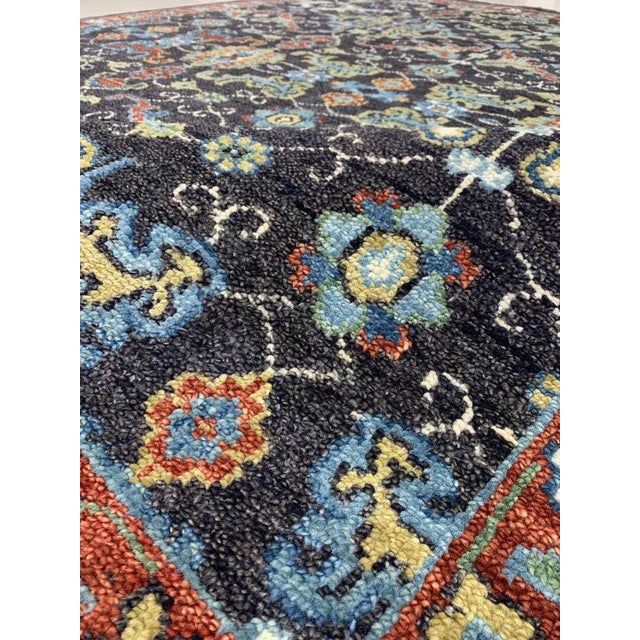 Contemporary 9x12 Blue Hand-Knotted Wool Floral Abundance Classic Traditional Carpet Rug For Sale - Image 3 of 4