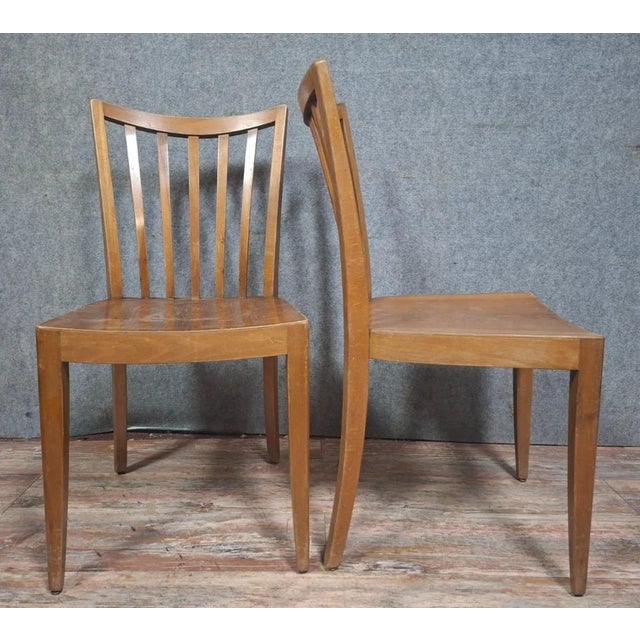 Brown Vintage Chair in Light Wood, 1950s For Sale - Image 8 of 11