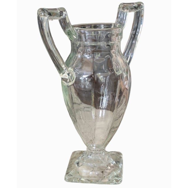 Glass Vintage Glass Trophy Urn Vase For Sale - Image 7 of 10