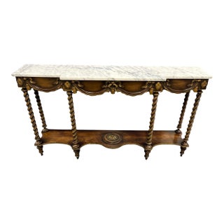 Late 20th Century Barley Twist Leg and Carrara Marble Console Table For Sale