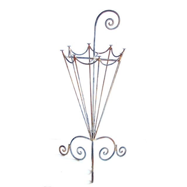 French 1920's Metal Openwork Umbrella Stand For Sale - Image 4 of 4