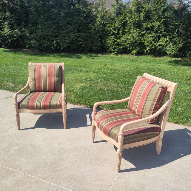 French Country Lounge Armchairs (Set of 2) • Neoclassical French-Style Bergère • by Bernhardt For Sale - Image 3 of 16