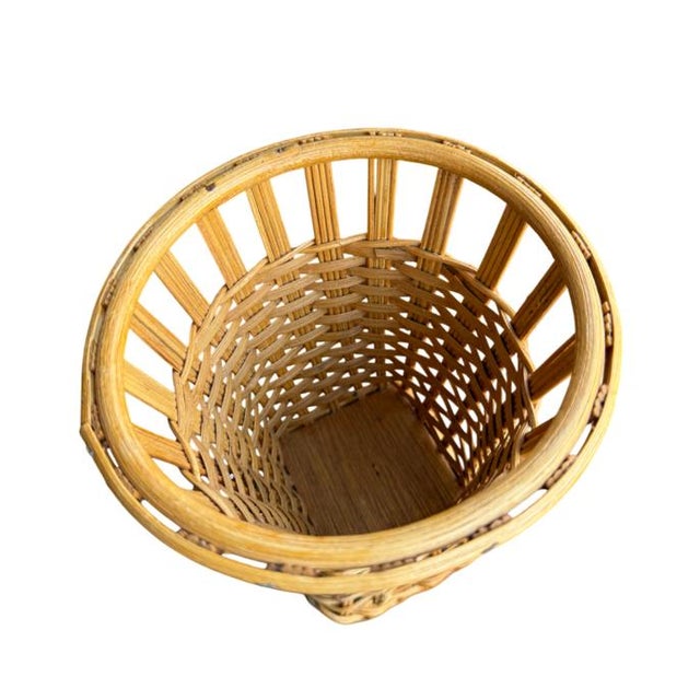 Mid-Century Modern Vintage Woven Basket Vase-Shaped For Sale - Image 3 of 3
