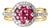Late 20th Century 14K Two Tone Gold Ruby Diamond Floral Ring Band, Size 7 For Sale