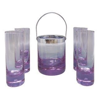 Ice Bucket with Glasses from Ivat, Italy, Set of 5 For Sale