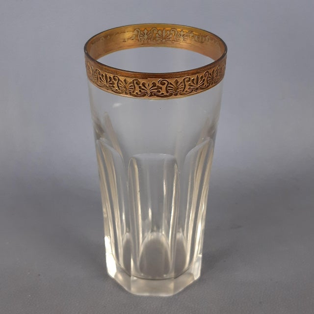Cut Crystal Glasses with Floral Profiles in Pure Gold, 1950s, Set of 10 For Sale - Image 6 of 16