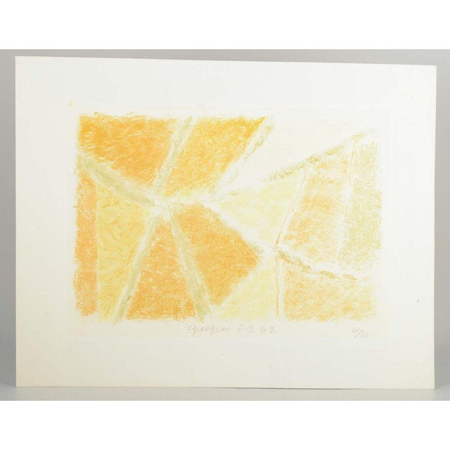 Frede Christoffersen (1919–1987) Color lithograph. 1962. A lyrical abstract work in warm yellow and orange tones, where...
