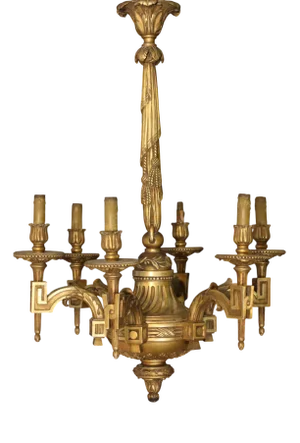 19th Century Gilded Wood Chandelier