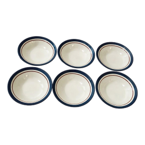 Lot of 6 Vintage Japan Stoneware Cereal/Soup Bowls — New Old Stock (1970s–1980s)