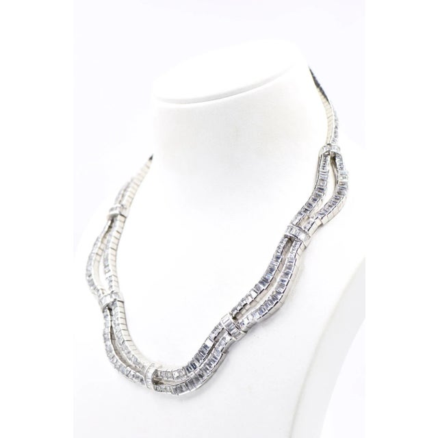 Red Carpet Drape Emerald Cut CZ Sterling Silver Statement or Bridal Necklace For Sale - Image 10 of 10