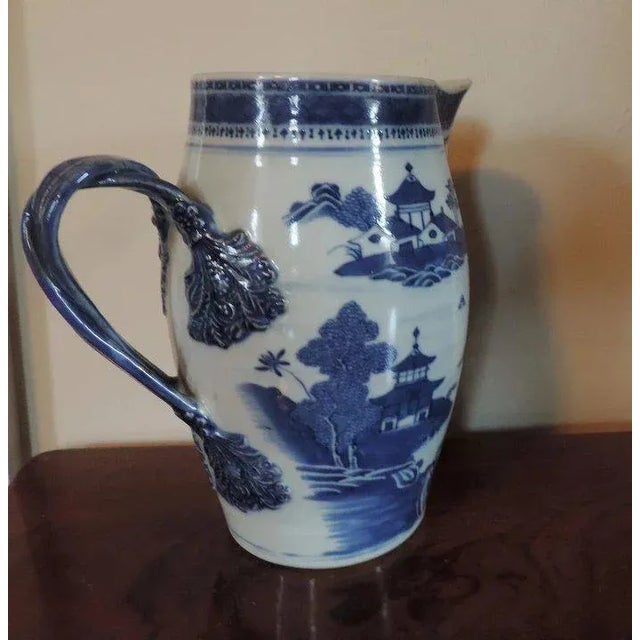 Early 19th Century Chinese Export Blue & White Porcelain Canton Scene Cider Jug or Pitcher For Sale In New York - Image 6 of 11