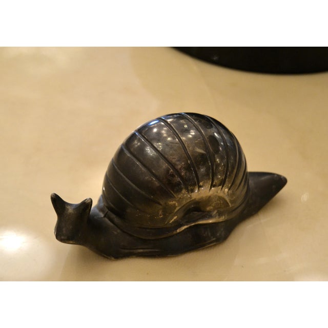 Mid-Century Modern Vintage Silver Plate Snail Salt / Spice Dish With Glass Inlay For Sale - Image 3 of 13