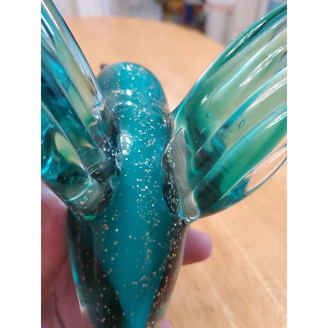 Murano Vintage Gca Murano Style Art Glass Blue Turquoise Flying Hummingbird Figurine For Sale - Image 4 of 6