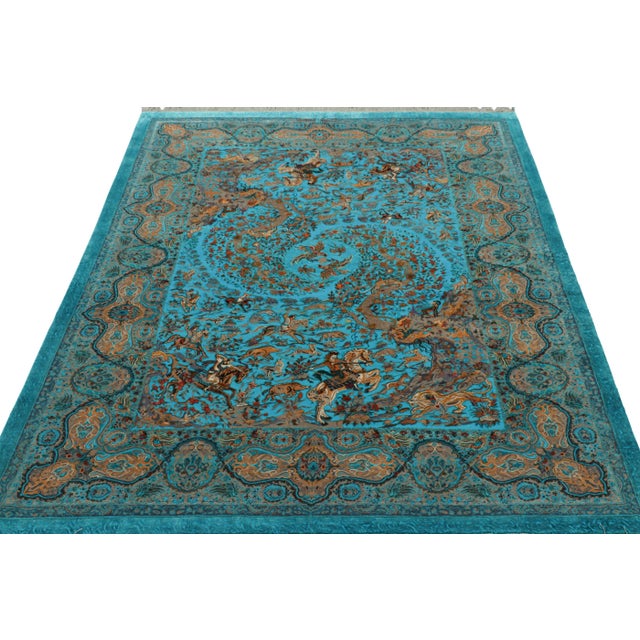 2010s Rug & Kilim’s Modern Rug, Turquoise With Vivid Hunting Pictorials “Shekargah” For Sale - Image 5 of 8