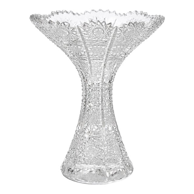 Hand-Carved Crystal Vase from Royal Dux Bohemia, 1980s For Sale