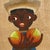 Jose Maria de Servin, Folk Art Mexican Boy Oil Painting on Burlap Charming Naive African American Art For Sale