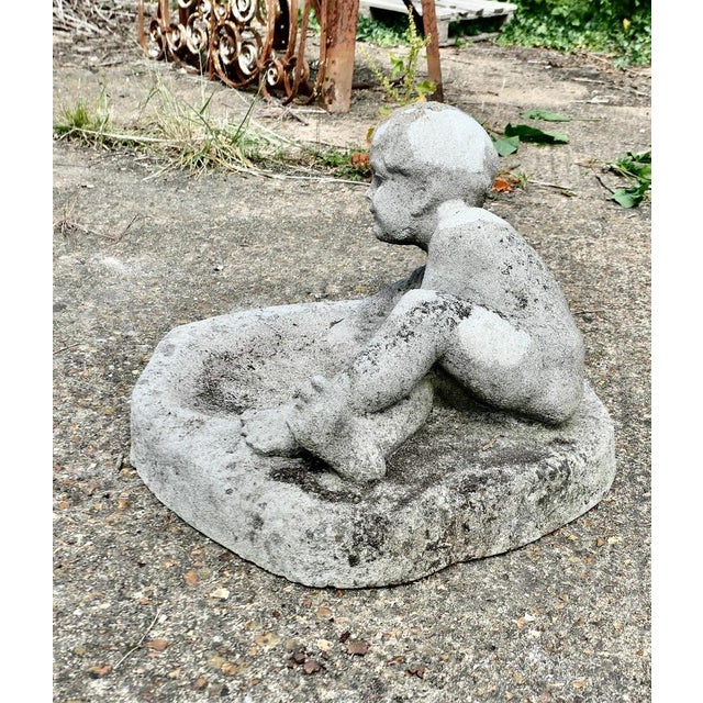 Garden Bird Bath with Small Child Feeding the Birds, 1950 For Sale - Image 6 of 8