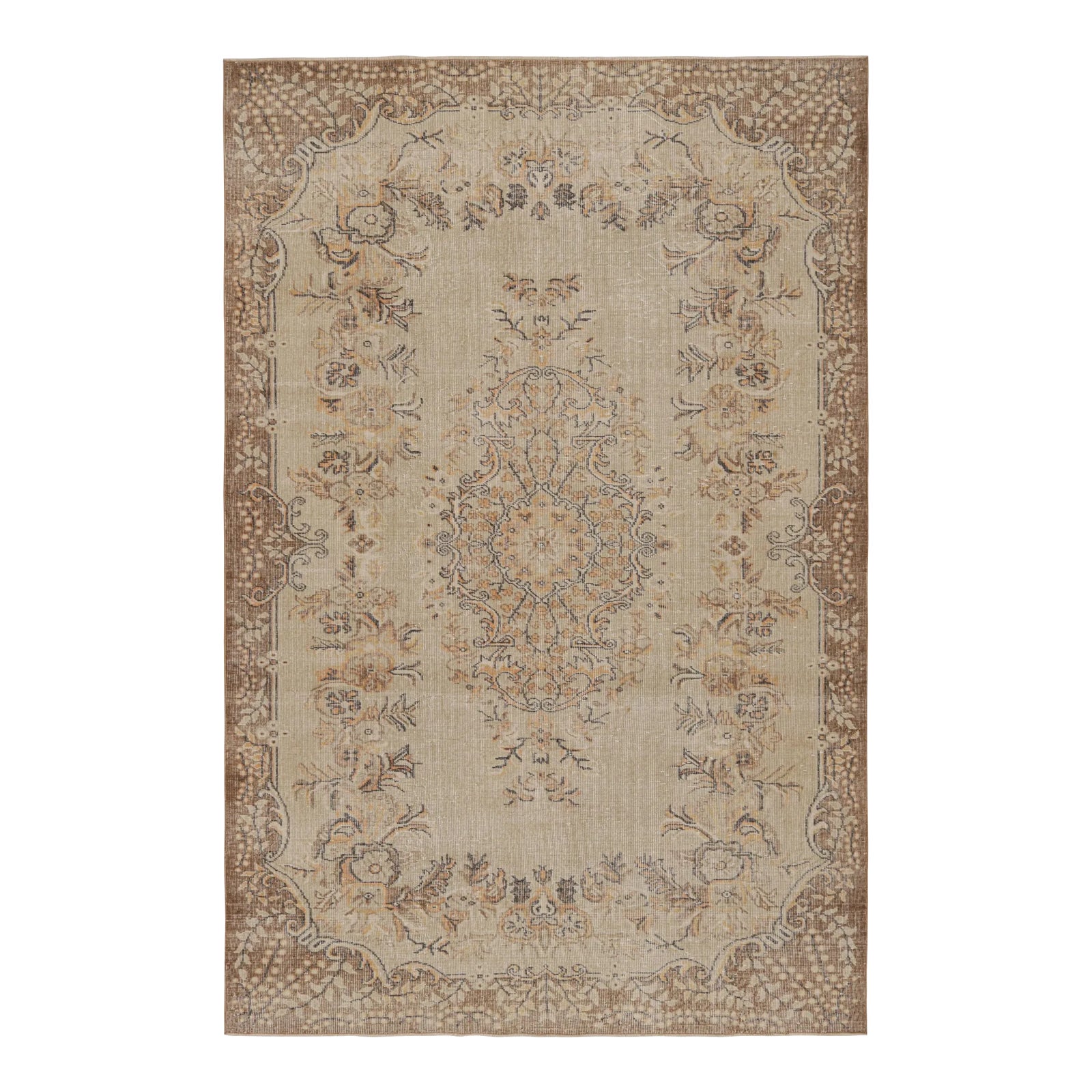 1960s Vintage Zeki Müren European Style Rug With Floral Patterns Form ...