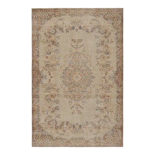 1960s Vintage Zeki Müren European Style Rug With Floral Patterns Form Rug & Kilim For Sale