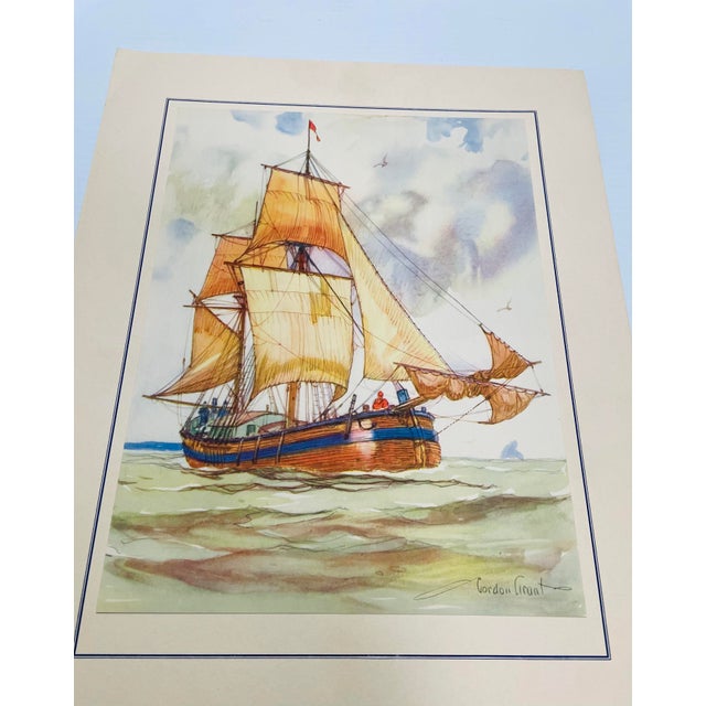 Paint Gordon Grant Nautical Maritime Ship Watercolor Matted Prints-Set of 5 For Sale - Image 7 of 9