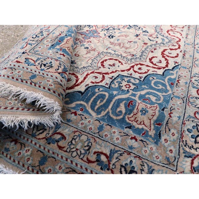 Textile Galerie Shabab Collection Mid-20th Century Persian Nain Throw Rug For Sale - Image 7 of 7