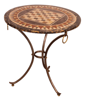 Pedestal Table with Pietra Dura Top and Game Board, 1700s