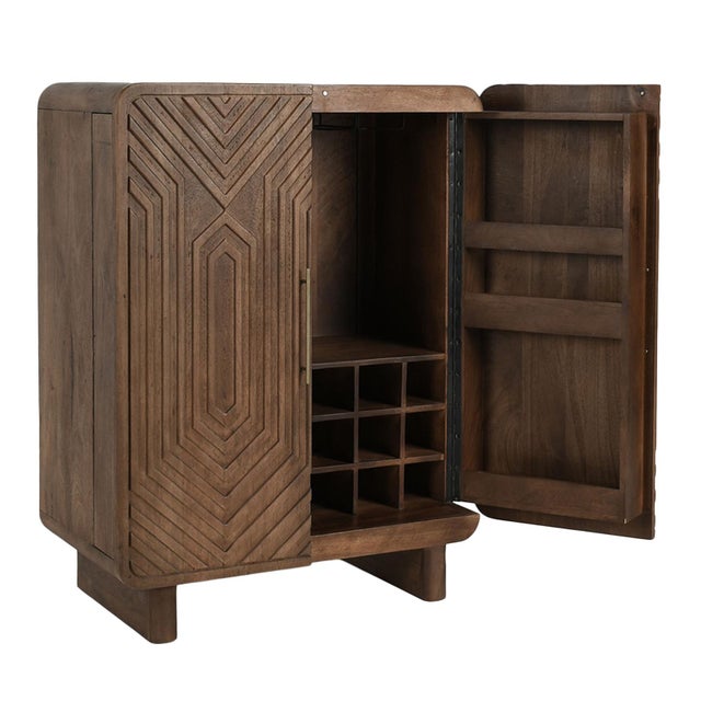 Mid-Century Modern Deco Front Bar Cabinet For Sale - Image 3 of 9