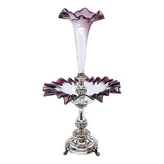 Art Nouveau Bowl on Stand with Flute Vase, 1900s For Sale