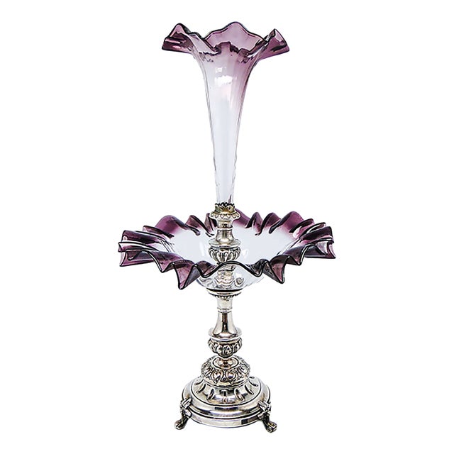 Art Nouveau Bowl on Stand with Flute Vase, 1900s For Sale