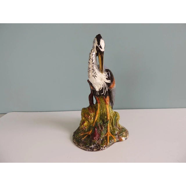 Large Hand Painted Porcelain Heron Bird For Sale - Image 9 of 9