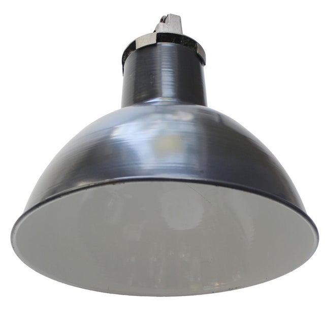 Vintage Industrial Blue and Black Enamel Pendant Light from Mazda For Sale - Image 6 of 7